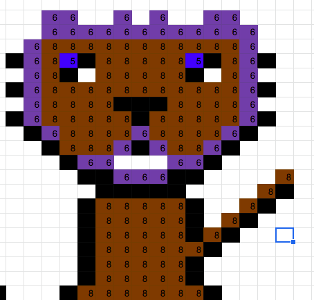 GiftedTawk's tweet photo. We tried @alicekeeler's method of turning a Google Spreadsheet into a Pixel Art Planner. Each value was assigned a color. Ss customized their pallets by adding # values &amp; colors in Conditional Formatting. Hey @fuglefun. Is there a way to animate their pixel art? https://t.co/xsl0dpTEmp