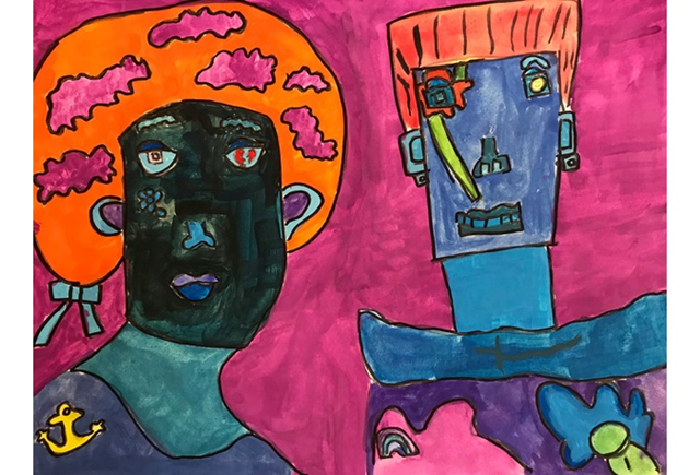 nationwidekids's tweet photo. Linda Farrell, an art teacher at @ColsCitySchools used the #OnOurSleeves icons in an art lesson on Pablo Picasso’s “Blue Period” to show the importance of mental health. Join Linda &amp; become an advocate: https://t.co/nHK8vVRjWr #WorldMentalHealthDay2019 https://t.co/CycIsn3hLF