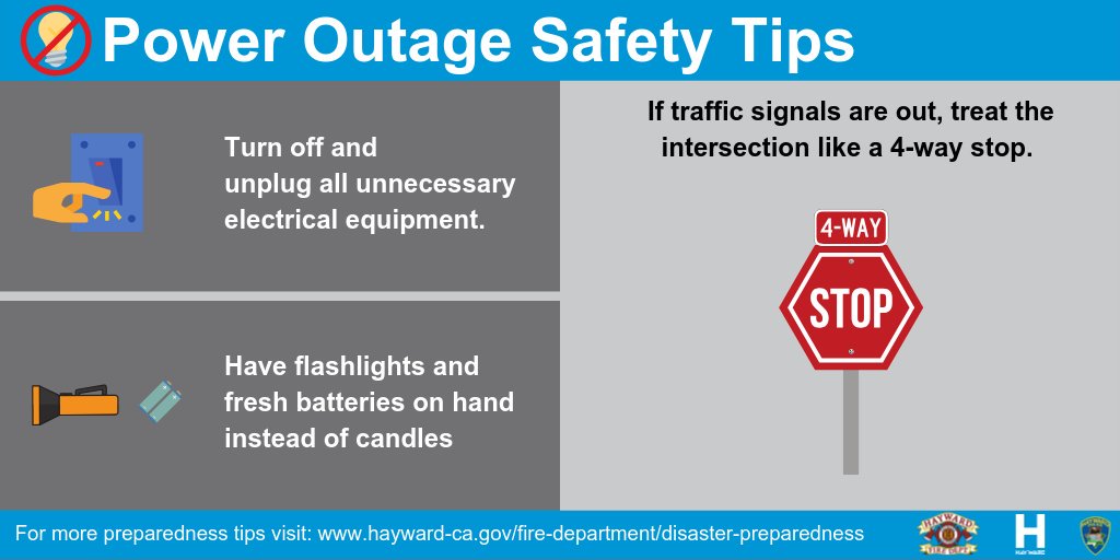Hayward Fire News On Twitter Power Outage Safety Tips For More Outage And Preparedness Tips Visit Https T Co Dvphunr3ad