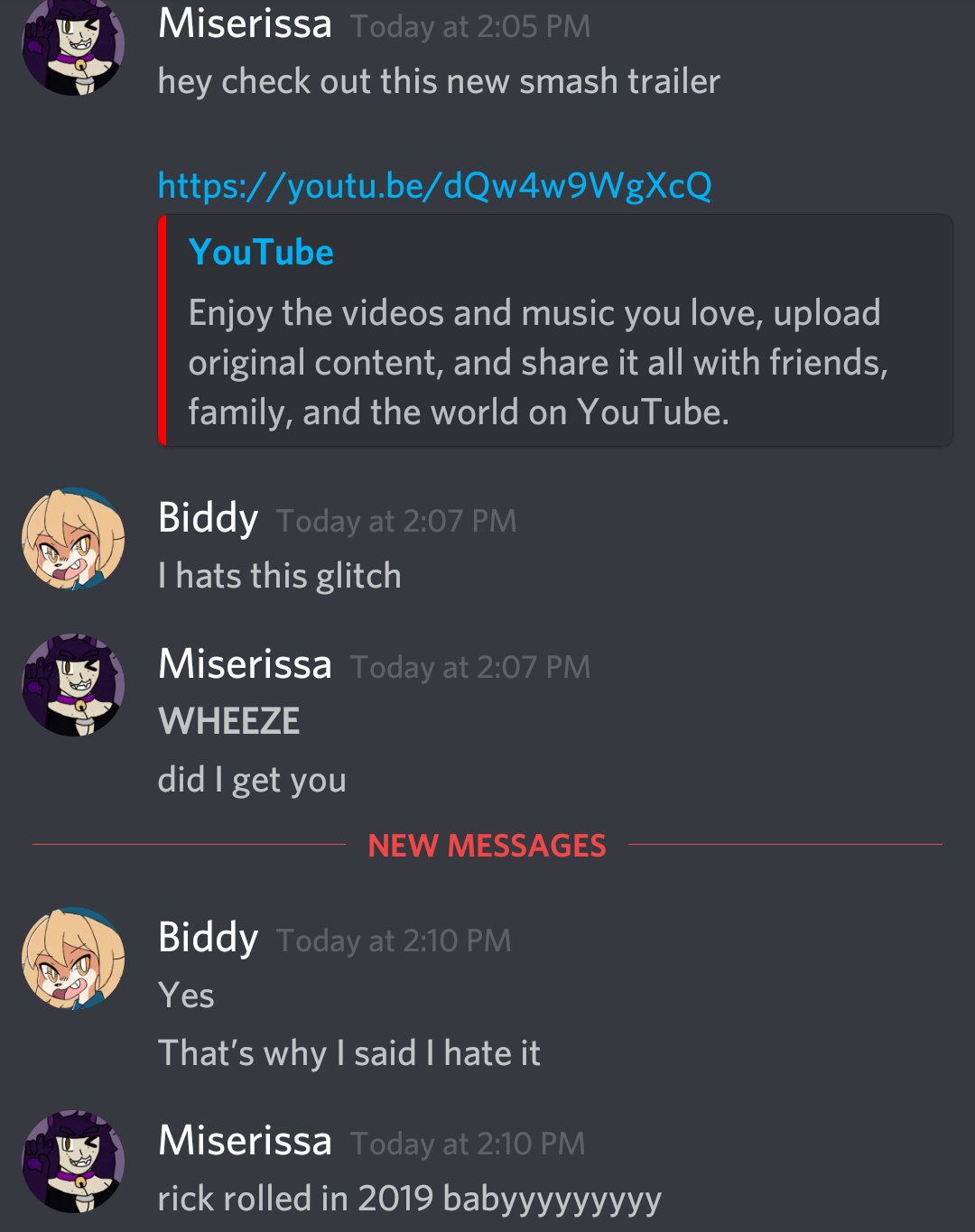 Spwink Tap on X: I'm taking full advantage of the discord glitch where   previews don't show some get gnomed or Rick Rolled one don't   / X