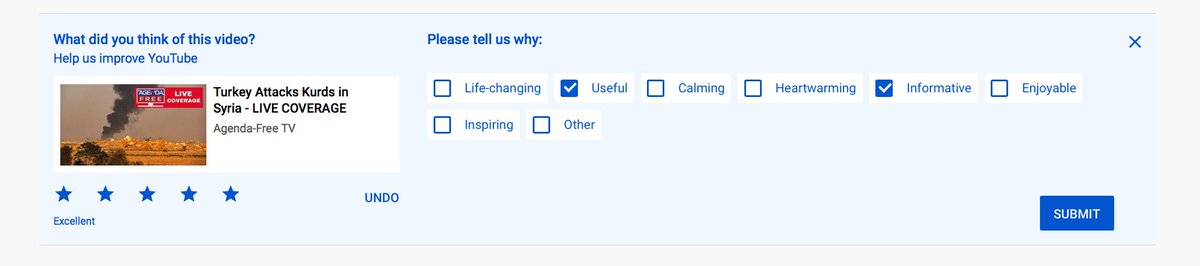 RonStallcup's tweet photo. @lookner Steve, Here's a screenshot of how I answered a Youtube pop-up survey about @AgendaFreeTV . Thank you for your hard work!!! https://t.co/17GX4odw2n