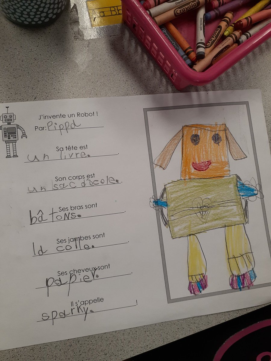 AubeBryanna's tweet photo. J'invente un robot! #PSSLearning @ASDWLimelight https://t.co/VHJMRoJdtm