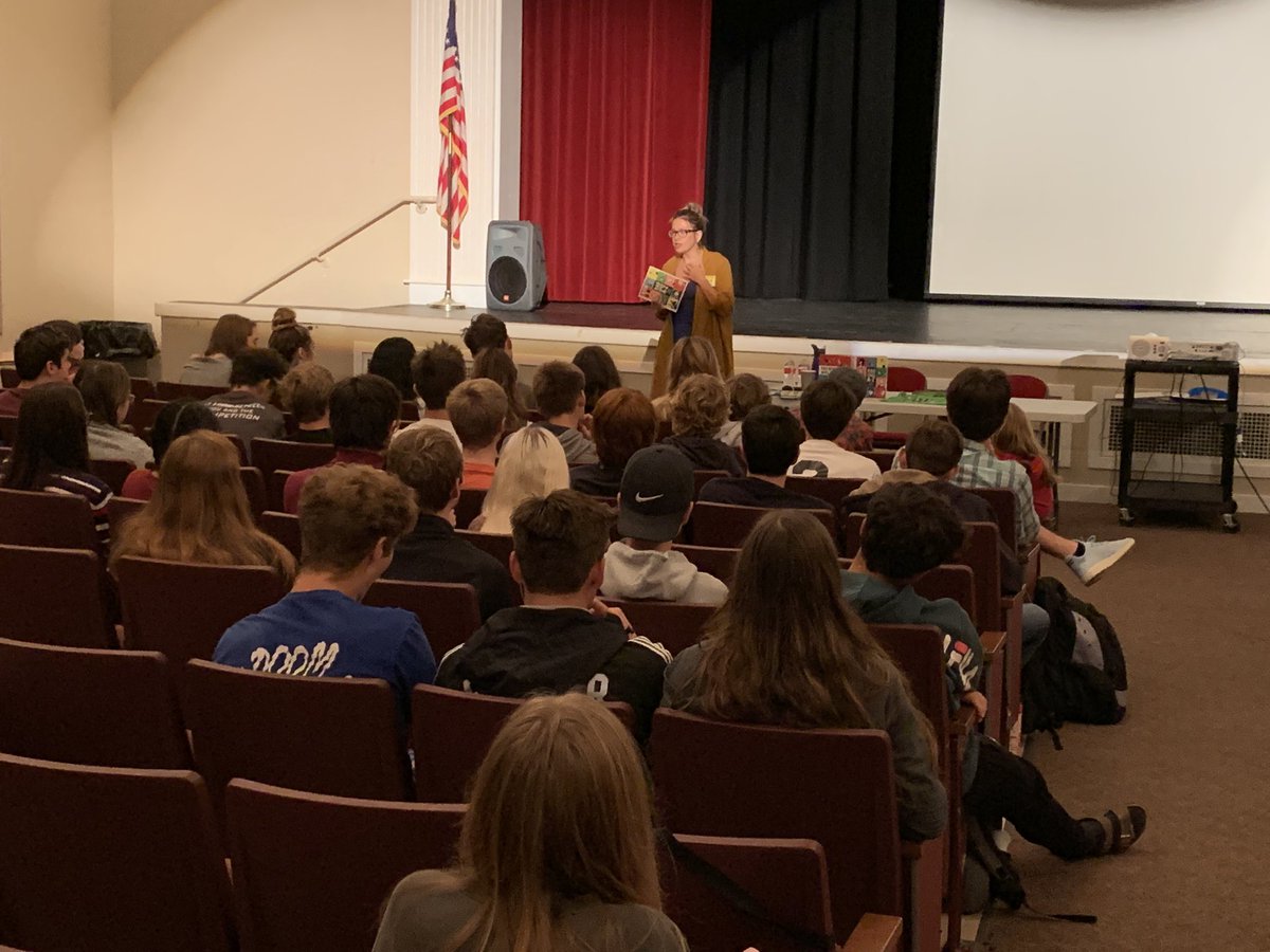 RHollein's tweet photo. QVHS Library welcomed author Kate Schatz to connect w/ Ss about her career, writing process and her efforts to highlight strong, talented and unique women in her books. Thanks to Sewickley Area Libraries for organizing &amp; sponsoring her visit to Quaker Valley &amp; Sewickley Academy. https://t.co/Wo4h8ZrapK