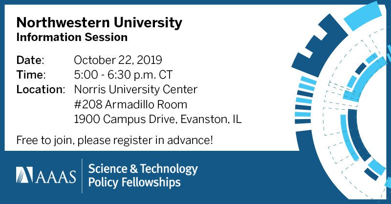 AAAS_STPF's tweet photo. Calling all #NorthwesternU grad students, postdocs and faculty #withaphd in #STEM: want to spend a year in Washington impacting #science #policy &amp; learning about policymaking first-hand? Join us Oct 22. 
https://t.co/oBsoCAIDYq https://t.co/3ag1uOfuQ3