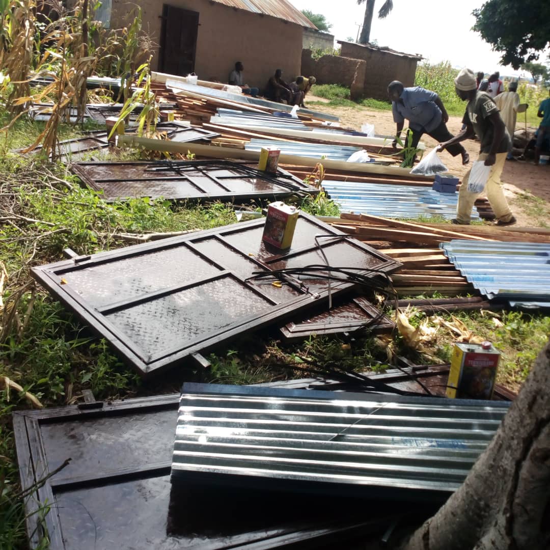 NRCS_Adamawa's tweet photo. @NRCS_Adamawa distributing building materials for permanent shelter and VIP latrines in #Gombi local government with the support from @ICRC https://t.co/Bwz7f3t3C8