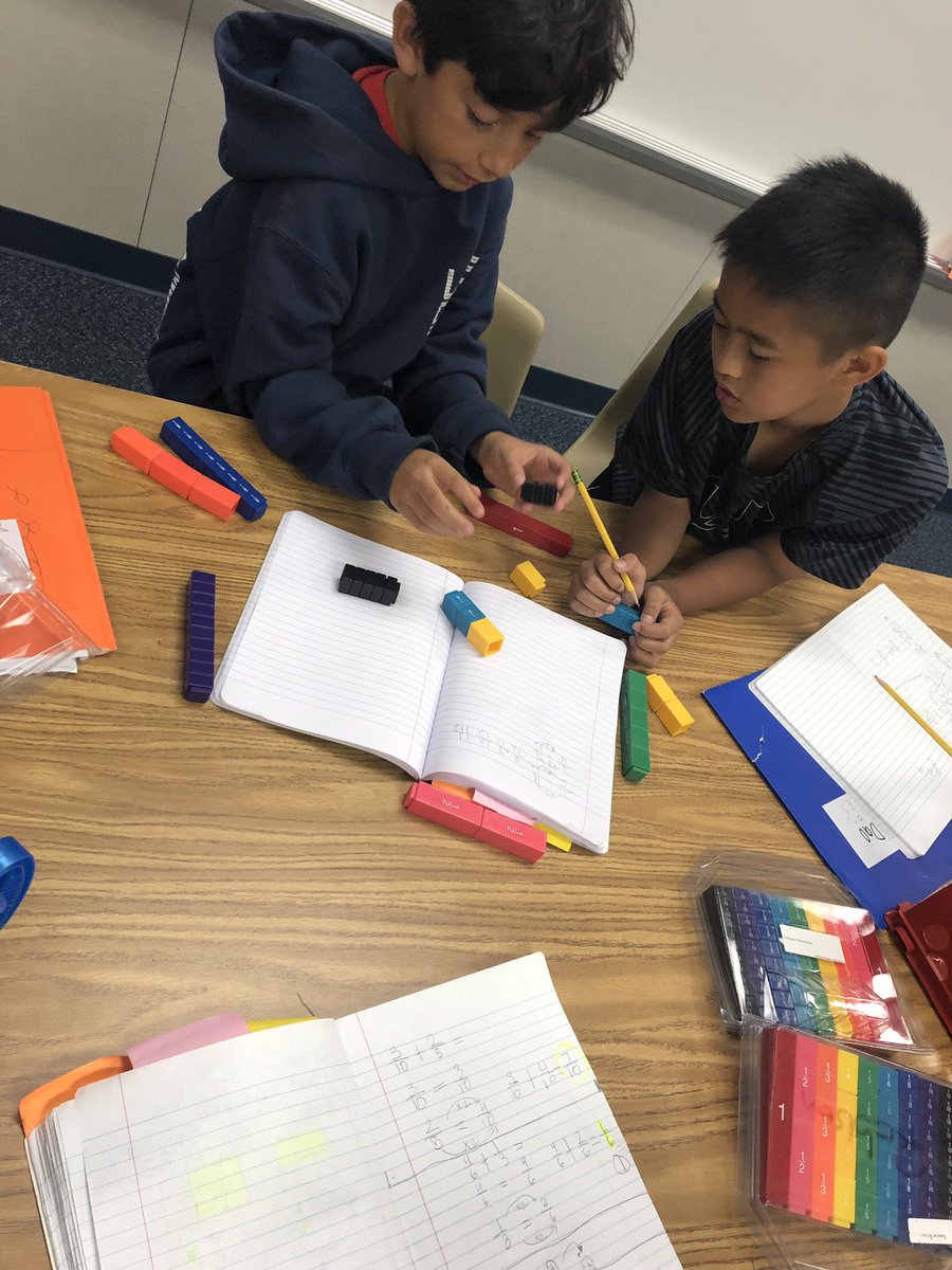 MrsKrusesClass's tweet photo. Using manipulatives to develop a conceptual understanding of adding and subtracting fractions with unlike denominators. @RobisonES #CFISDspirit #KindnessIsOurCompass https://t.co/xW1QdyJBUA