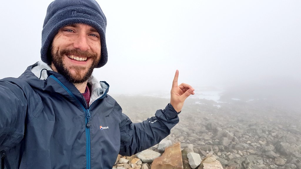 thomflint's tweet photo. Scaled Snowdon today to finish my 3-peaks-in-24-months challenge. Views were largely similar to Ben Nevis and Scafell Pike (also pictured). Huge disappointment, all of them. #snowdon #snowdone #snowdont https://t.co/nQarZZXayw