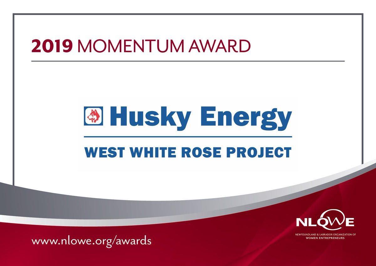nlowe_org's tweet photo. Husky Energy West White Rose Project is the 2019 Momentum #NLOWEAward sponsor. Thank you for the continued support! https://t.co/dLJl8yHD20