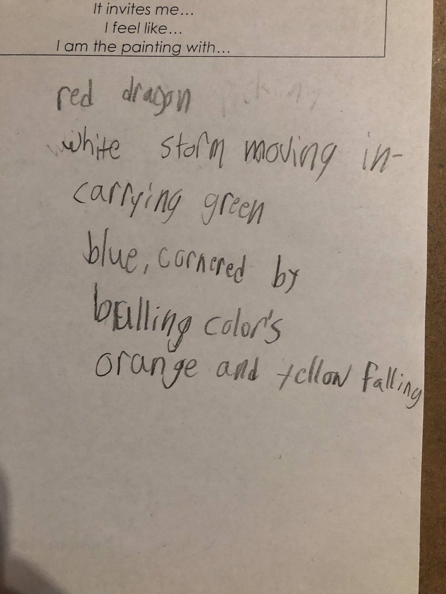 teamGGES's tweet image. Our fourth graders have been learning a lot about what inspires writers to write poetry. Today, they were immersed in art at the Clyfford Still museum. They interpreted the pieces in their own way and used them as inspiration to write their own poems. @ELeducation @Jeffco_ELA