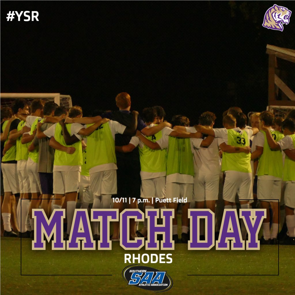 .<a href="/SEWANEE_SOCCER/">Sewanee Men's Soccer</a> battles with in-state and <a href="/SAA_Sports/">SAA Sports</a> rival Rhodes tonight!

📍: Puett Field
⏰: 7 p.m.
🆚: Rhodes
📺 / 📶: sewaneetigers.com/composite

#YSR | #d3soc