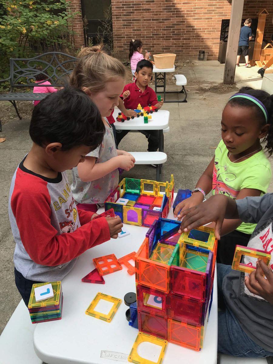 RushmoreCGE's tweet photo. #CGEKindergarten is having a blast exploring our new outdoor #STEAM area. The kiddos have been building, thinking, exploring, cooperating and learning in this fabulous area made possible by our @WayneTwpEdFound grant and generous @DonorsChoose donors. @chapelglen #wearewayne https://t.co/CgzxH1EAp5