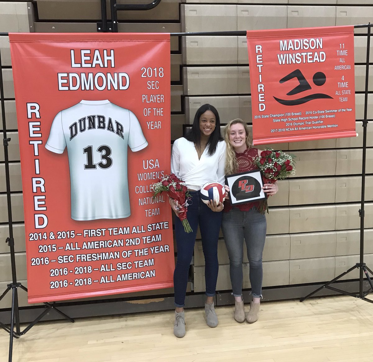 PLDVolleyball1's tweet photo. Something very special happend tonight! Congratulations @leahedmond13 @WinsteadMadison. Much deserved!! 🏐 🏊‍♀️ https://t.co/uw4cmPB7xD