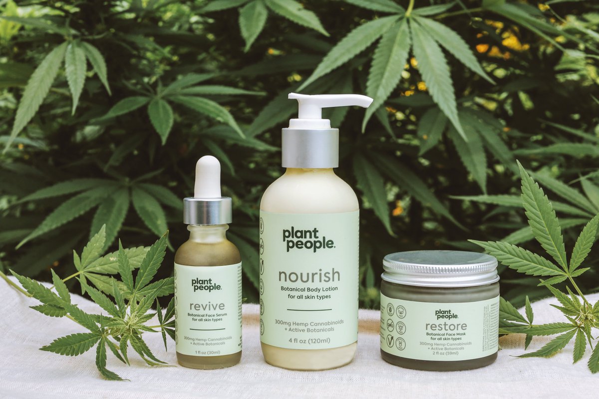 plantpeople's tweet photo. Introducing ✨ #plantpeople skincare ✨ A botanical serum, lotion and face mask rich in hemp cannabinoids (including CBC, which is a powerful anti-inflammatory) and innovative botanicals, such as Songyi Mushroom, Wakame, and Olive Squalane. 🌿#plantspowerpeople https://t.co/6q9AzPcQ8v