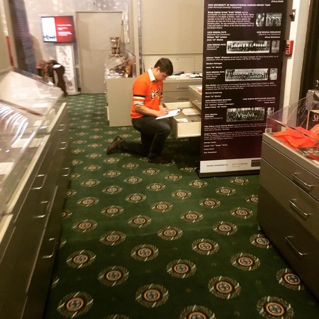 SaskSportsHF's tweet photo. Some of our challenges with Virtus Group involve learning about sporting history at our Play Hard, Fight Hard touring exhibit.... other parts of our challenges involve doing a dance of disappointment when you score zero in zombie dodgeball. #seeyqr https://t.co/SpIi35saod