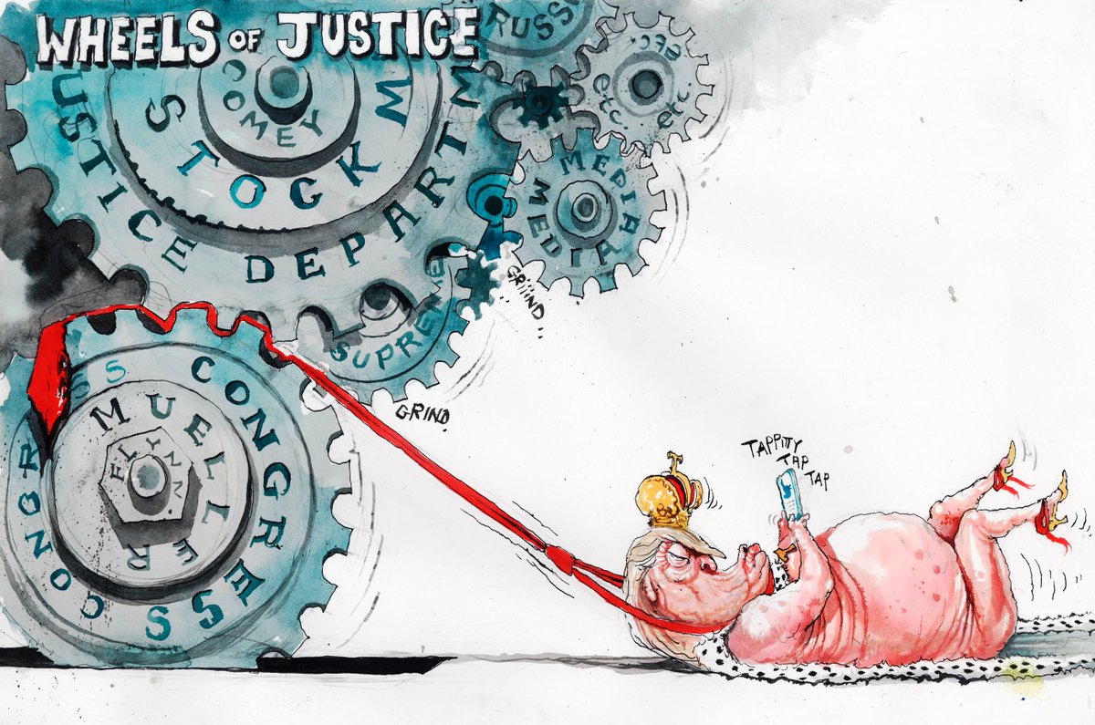 Naked tweeting emperor dragged kicking and screaming into the cogs and gears of justice