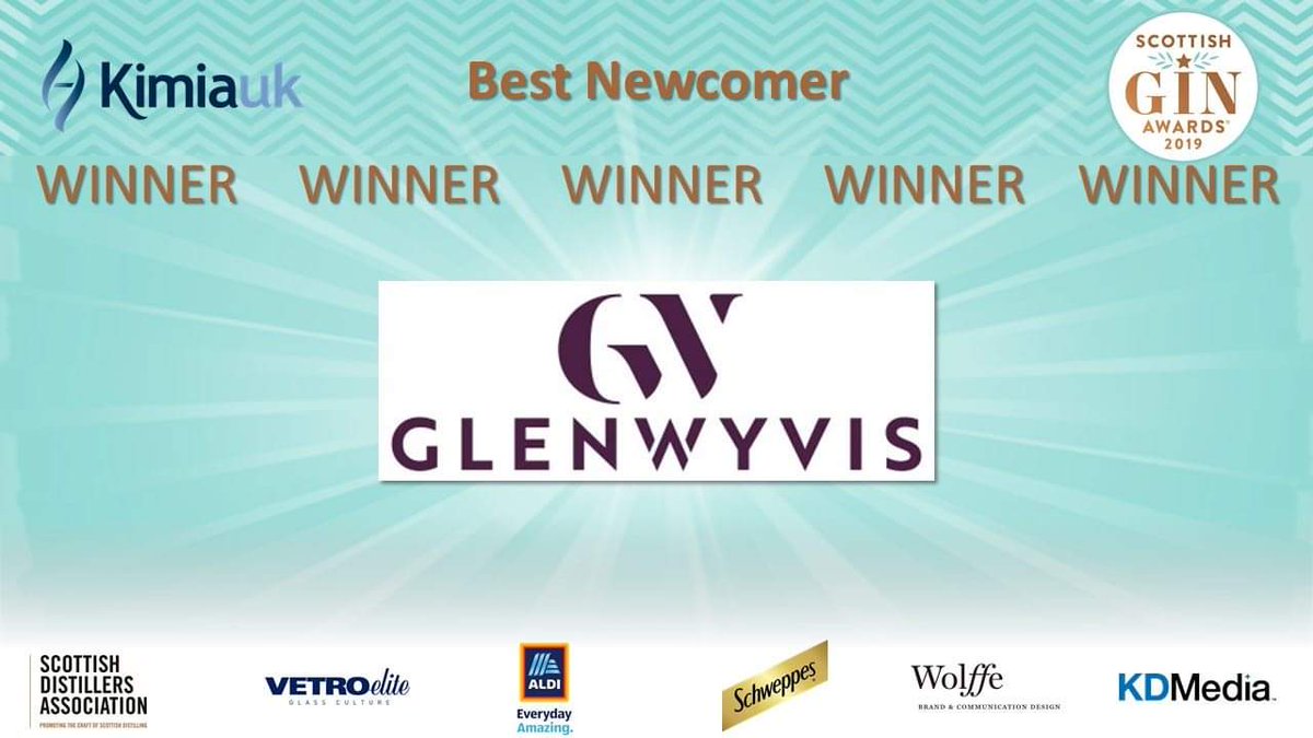 ScotGinAwards's tweet photo. The WINNER of Best Newcomer sponsored by Kimia UK is @glenwyvis #ginawards19 #scottishgin #ScotlandIsNow https://t.co/5CfTni0BuN