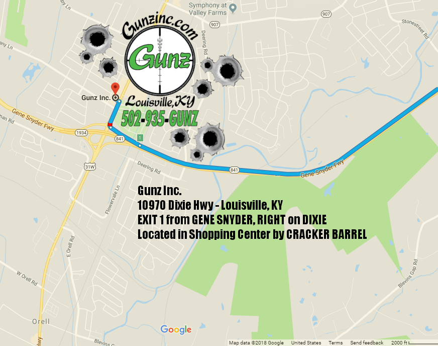 GunzInc502's tweet photo. Coming to Louisville for the big #MachineGunShoot? Hang a right at the bottom of the Gene Snyder Exit 1 ramp and stop in to find some great deals on new and used firearms, ammo, holsters, accessories and more. https://t.co/7uErDLBAmO