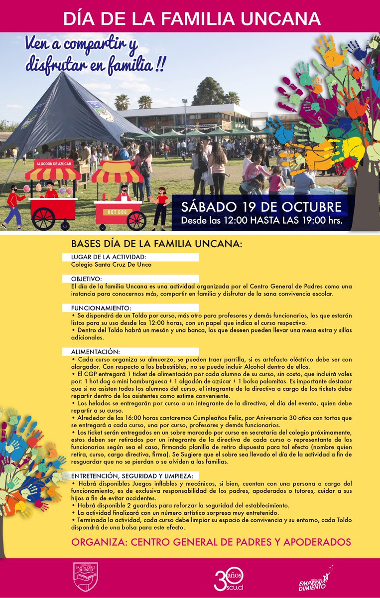 Día #Familia Uncana. Una tradición del #Unco2019 liderada por el Centro General de Padres y Apoderados . Faltan pocos días ⁦<a href="/UNCANOS/">CEAUNCO</a>⁩ ⁦<a href="/UncoExtension/">Extensión Unco</a>⁩ ⁦<a href="/uncociencias/">Depto. Ciencias UNCO</a>⁩ ⁦<a href="/uncopreescolar/">uncopreescolar</a>⁩ ⁦<a href="/UncoEnglish/">English_Department</a>⁩ ⁦<a href="/Dpto_Lngje_Unco/">Depto_Lenguaje</a>⁩ ⁦<a href="/SubDirecAcaSCU/">Unidad Técnico Pedagógica SCU</a>⁩