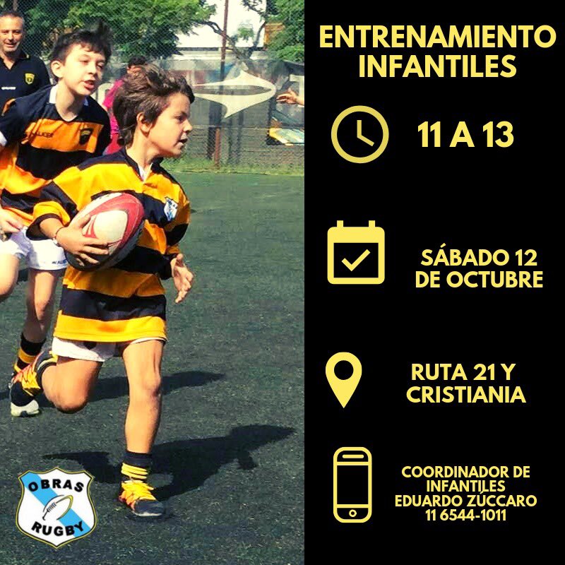 Este sábado entrenan los peques, Vení y súmate! 🏉❤️ #SomosObras #SomosRock