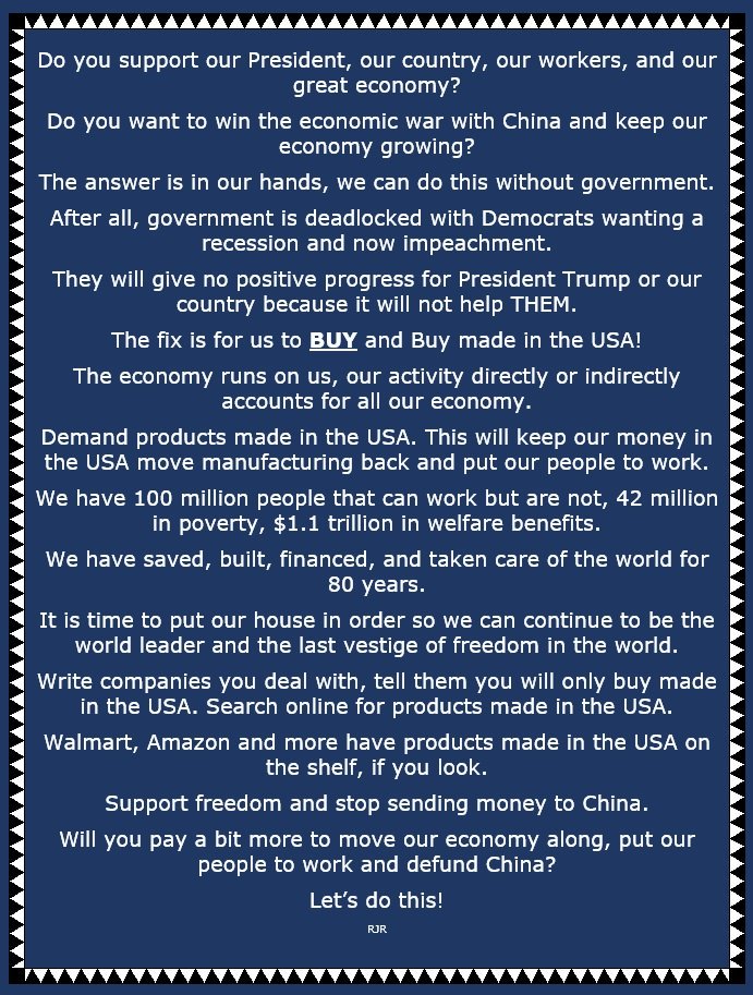 RonaldReasoner's tweet photo. Our country and our President needs us to step up and Help! Please read, pass this on, and act on this. We can fix this without democrats help. 
#Trump2020 
@realDonaldTrump
@RealCandaceO 
@GOP
#buymadeintheUSA
#LeadRight https://t.co/CJAObgbEhD