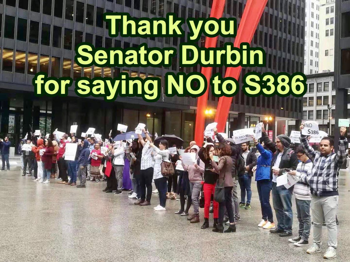 ChineseAZ's tweet photo. Today in #Chicago, a group from all walks of life stood together in support of our HERO Senator Durbin for his position in saying #NoS386.  
@SenatorDurbin saved this country by blocking the notorious #S386. If passed, S386 would allow the immigrants from one country only. https://t.co/qtdUU7Qu5q