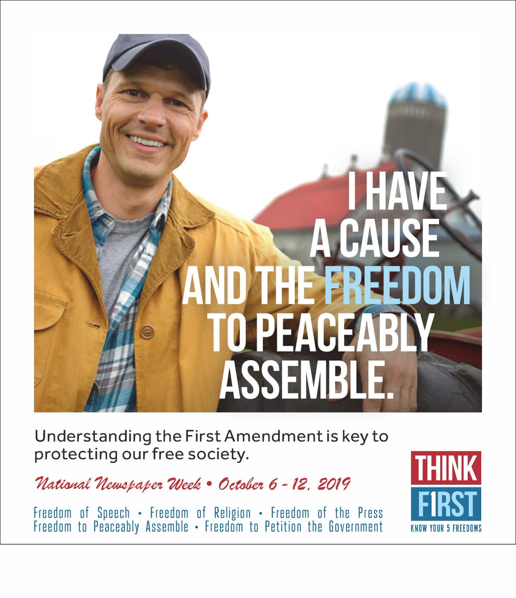 National Newspaper Week -  October 6-12, 2019

This 79th annual National Newspaper Week is a recognition of the service of newspapers and their employees across North America and is sponsored by Newspaper Association Managers.

“Think F1rst — Know Your 5 Freedoms”