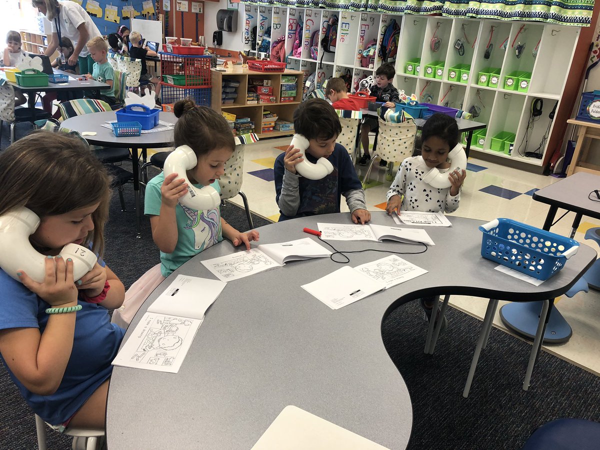 It’s an incredible day in K when a reading group successfully reads a book for the the first time and you get to break out the whisper phones!❤️