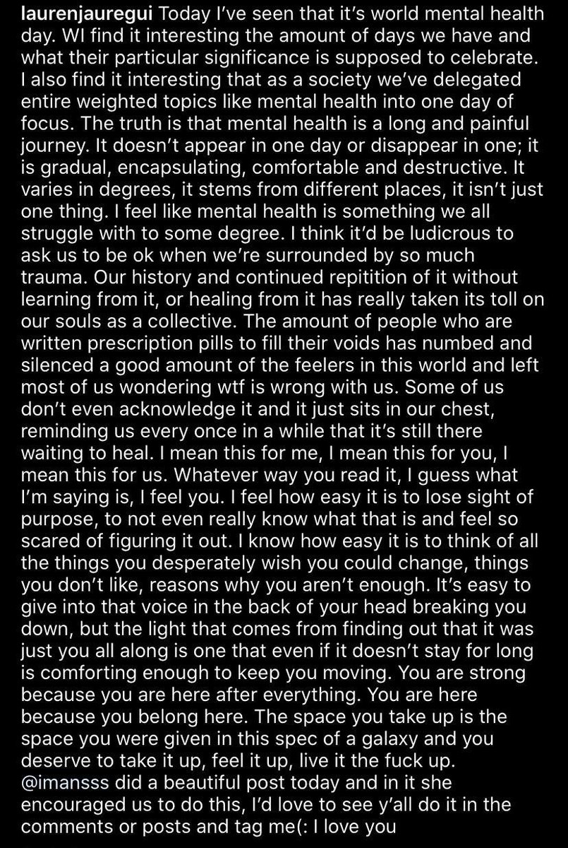 . @LaurenJauregui is an angel and we don't deserve her. Can she imagine how beautiful those words are? Can she imagine how much she inspires us to be better and love ourselves? She make us accept ourselves in the way we are.She's our role model! @themikeinator  @ClaramJauregui