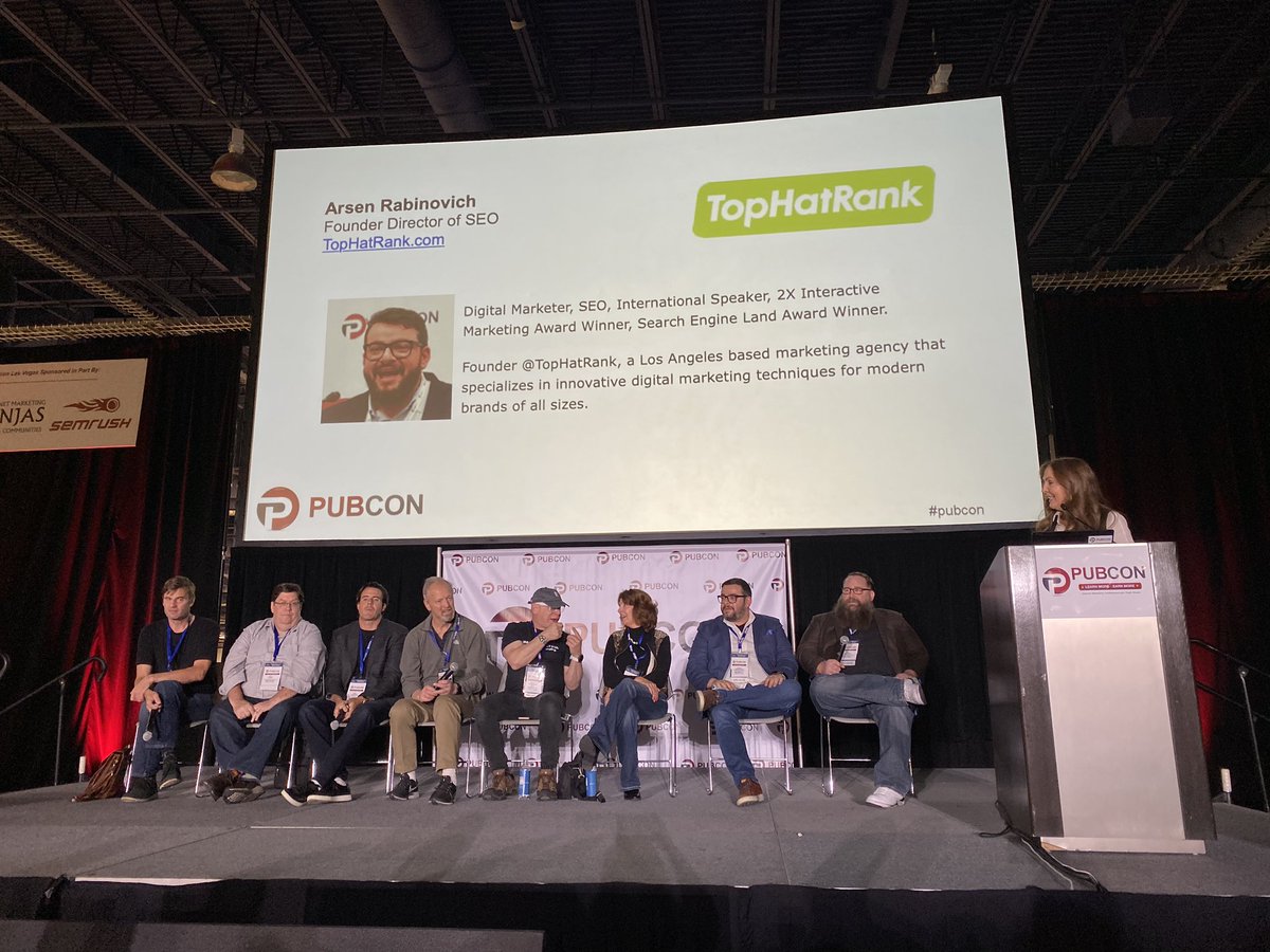 What an amazing panel of digital marketing agencies owners as a final session at #pubcon <a href="/TopHatArsen/">Arsen Rabinovich</a> <a href="/matsiltala/">Mat Siltala</a> <a href="/ChrisChurchill/">Christine Churchill</a> <a href="/stonetemple/">Eric Enge</a> <a href="/martyweintraub/">martyweintraub</a> <a href="/billhunt/">Bill Hunt</a> <a href="/jlaratro/">Joe Laratro</a> <a href="/Marketing_Bill/">William Leake</a>  moderated by <a href="/MichelleRobbins/">MichelleRobbins</a>