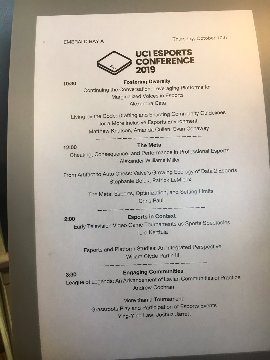 MunchkinHS's tweet photo. About to present our collaborative paper (written with @Joshua_Jarrett), 'More than a Tournament: Grassroots Play and Participation at Esports Events' - looking specifically at the UK Super Smash Bros. Melee scene @UCIESC #UCIESC2019 https://t.co/tiXb7loROU