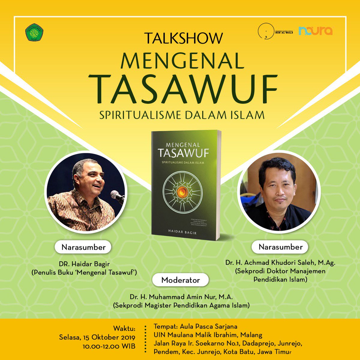 A Khudori Soleh (@khudorisoleh) on Twitter photo Mendampingi beb <a href="/Haidar_Bagir/">Sosmed Cinta😊</a> utk diskusi tasawuf di Pasca UIN Malang, Selasa 15 Okt. Yg dekat silakan merapat.
Cc <a href="/infoUINmaliki/">UIN Maliki Malang</a> <a href="/Psi_UINMaliki/">Psikologi UIN Maliki</a> <a href="/NouraPublishing/">Noura Publishing</a> <a href="/PenerbitMizan/">Penerbit Mizan Pustaka</a> @UINMalang_Lib Mendampingi beb <a href="/Haidar_Bagir/">Sosmed Cinta😊</a> utk diskusi tasawuf di Pasca UIN Malang, Selasa 15 Okt. Yg dekat silakan merapat.
Cc <a href="/infoUINmaliki/">UIN Maliki Malang</a> <a href="/Psi_UINMaliki/">Psikologi UIN Maliki</a> <a href="/NouraPublishing/">Noura Publishing</a> <a href="/PenerbitMizan/">Penerbit Mizan Pustaka</a> @UINMalang_Lib