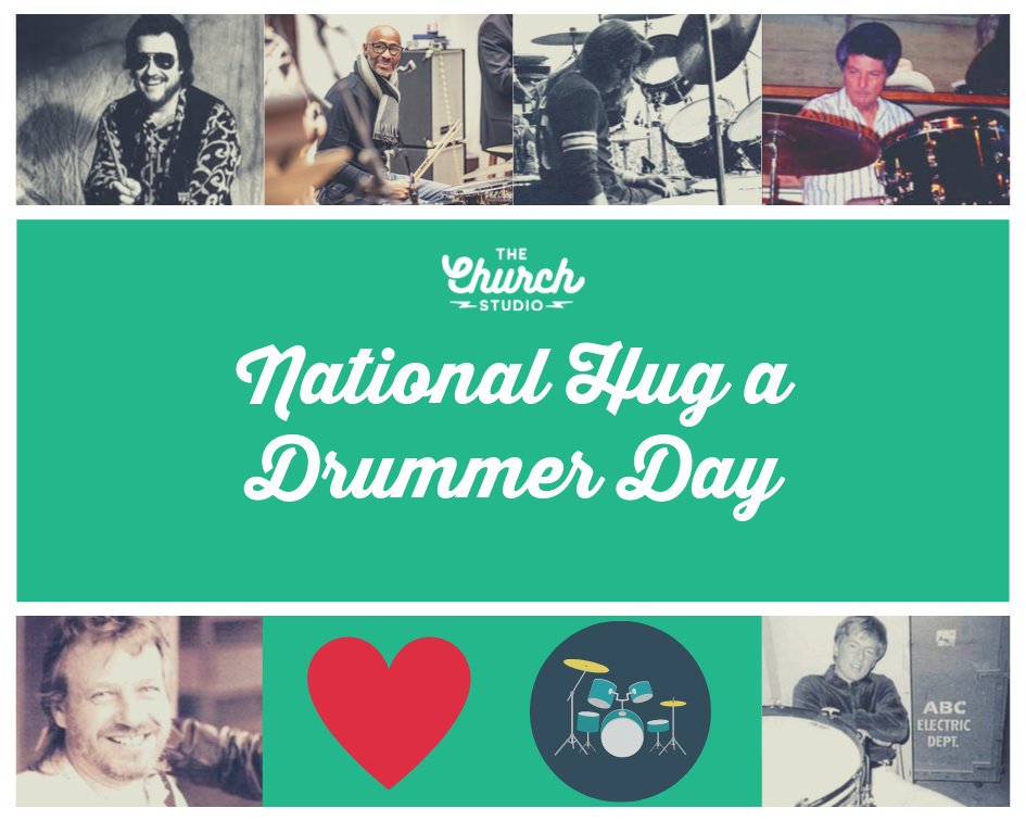 TheChurchStudio's tweet photo. Today, we celebrate National Hug a Drummer Day — a day for giving these hardworking, talented, and often underappreciated musicians their day in the spotlight! #hugadrummerday #jimkeltner #billyestes #jamieoldaker #jimmykarstein #davidteegarden #chuckblackwell https://t.co/ZXWxOmUF1p