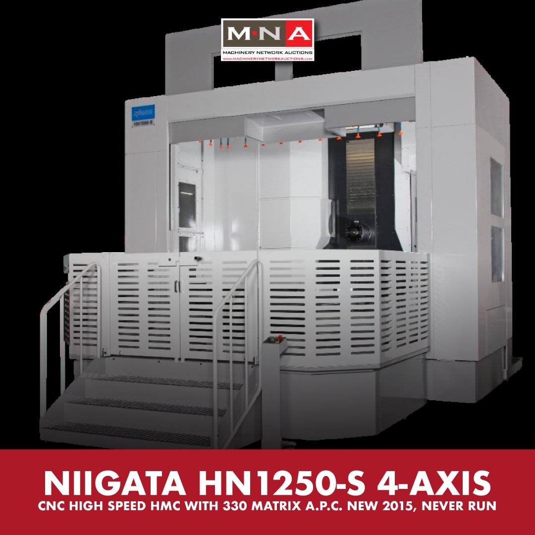 Machinery Network (@machnetwork_) on Twitter photo We have a NIIGATA HN1250-S 4-AXIS CNC HIGH-SPEED HMC with 330 MATRIX A.P.C. NEW 2015, Never run that needs a home! Get it from our auction while it is still available!
Request for a quote:qoo.ly/zz77xb
Or contact us here: 818-465-6700 Email: info@machinerynetwork.com We have a NIIGATA HN1250-S 4-AXIS CNC HIGH-SPEED HMC with 330 MATRIX A.P.C. NEW 2015, Never run that needs a home! Get it from our auction while it is still available!
Request for a quote:qoo.ly/zz77xb
Or contact us here: 818-465-6700 Email: info@machinerynetwork.com