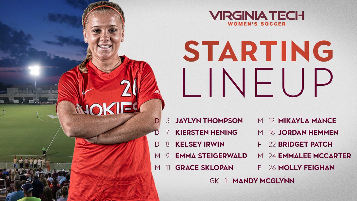HokiesWSoccer's tweet image. Tonight's starting XI for the #Hokies🦃⚽️

#LetsGo | #FinishonE⛽️