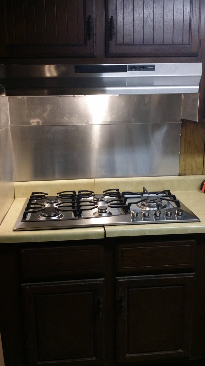 So what has been happening in Casa Alwyen lately?Waiting for the last of the furnace parts--I know cutting it way to close.Removed the avacado green vent hood and backsplash from around the stove areaReplaced green with aluminiumInstalled new hoodContimplation