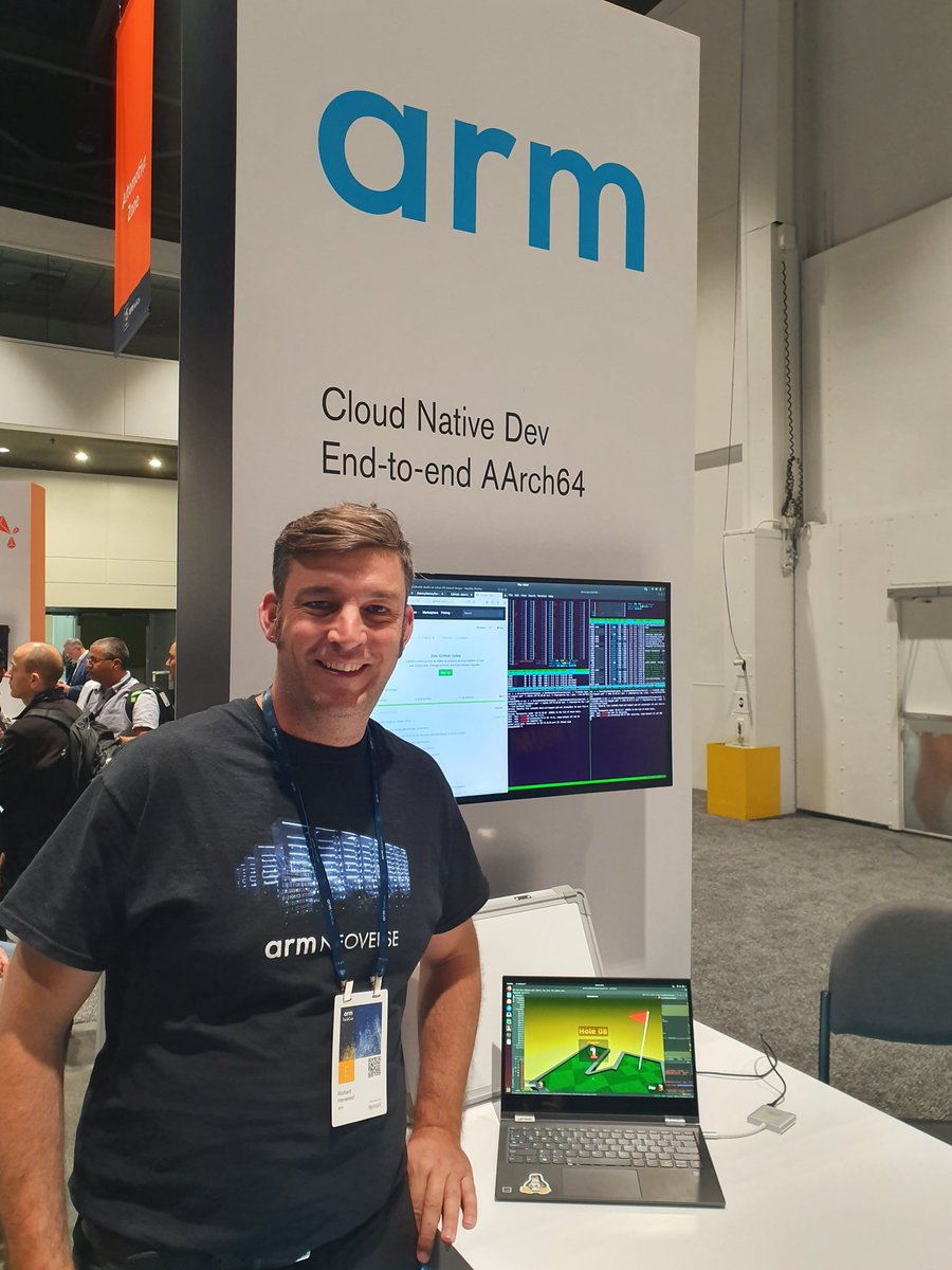 glikely's tweet image. Linux on a *real* Arm laptop with @RichardHenwood at #ArmTechCon