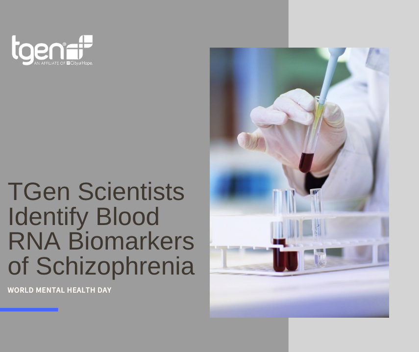 TGenResearch's tweet photo. Can you imagine being able to diagnose or treat #mentalIllnesses, such as #Schizophrenia, by looking at biomarkers in our blood? @Tgen is researching connections in our genetic code.
https://t.co/8bB5A77Sv2
#WorldMentalHealthDay #TGenResearch https://t.co/mxvUha8VvG
