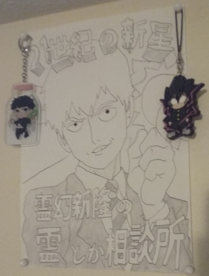 peace_diner's tweet photo. Happy birthday to this huge dork who watches me from above my bed.  If you haven't read/watched Mob Psycho 100, then you're missing out! https://t.co/PddMGyCIZE