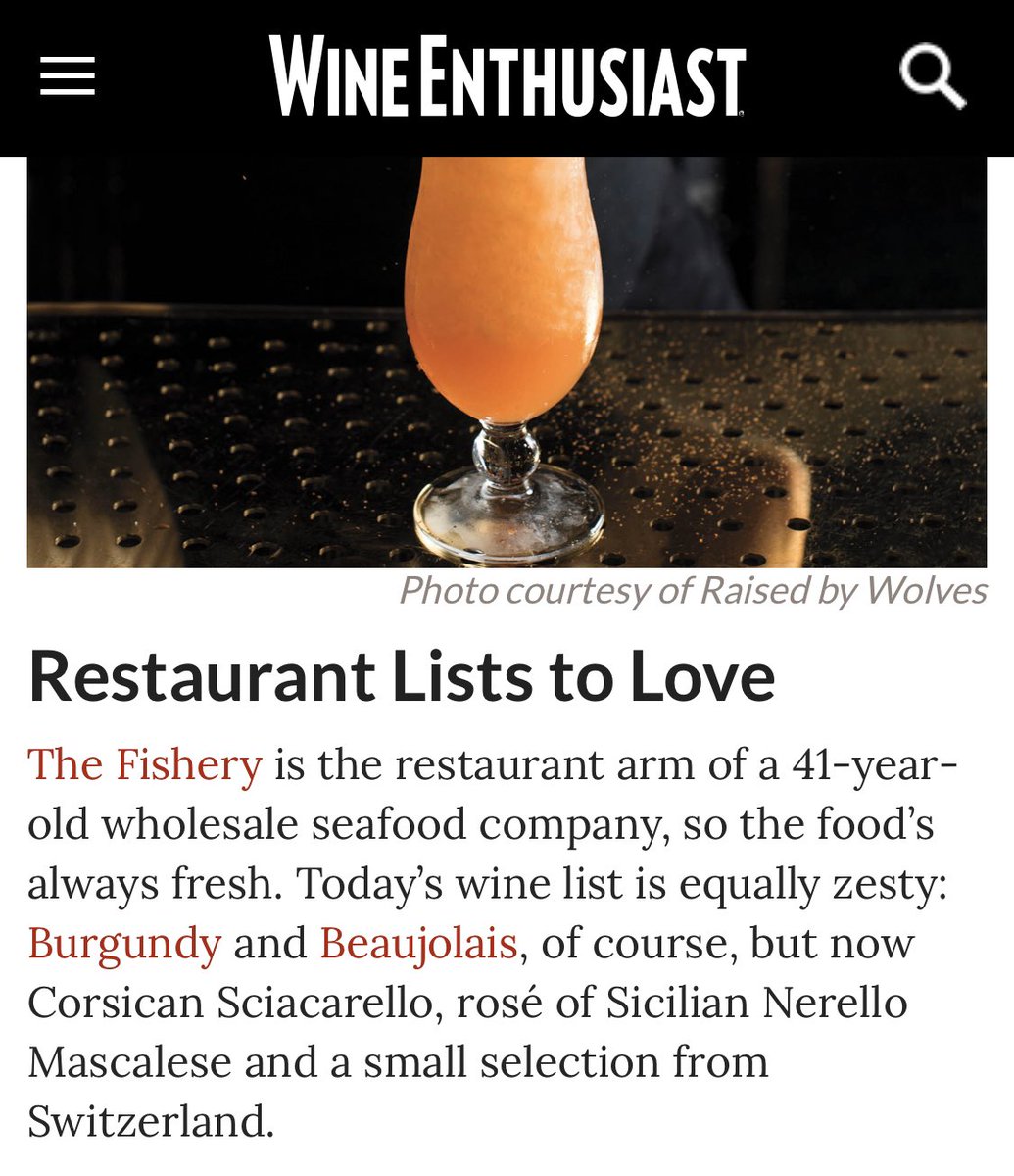 TheFisherySD's tweet photo. Well this is rather exciting! Come drink wine with us!! @WineEnthusiast #eatfishdrinkwine https://t.co/1NSW1ZvSbn