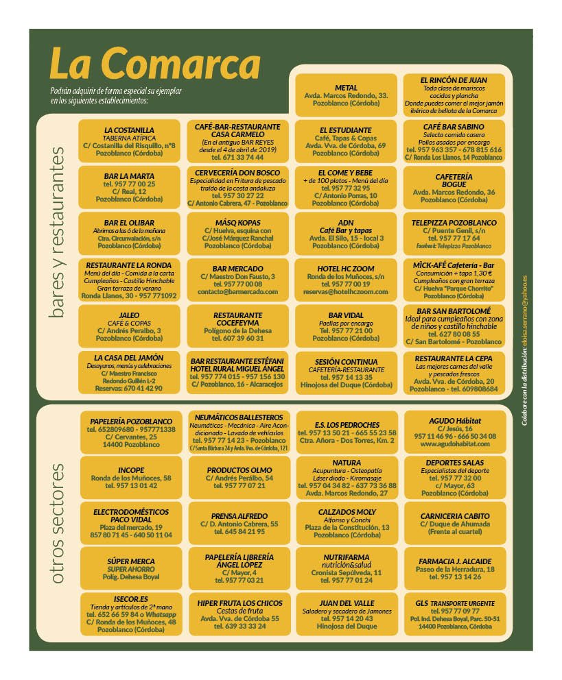 Buenos días. Como cada viernes ya estamos atentos a todos estos establecimientos para ver si han dejado ya nuestro ejemplar del Semanario La Comarca. No te quedes sin el tuyo.