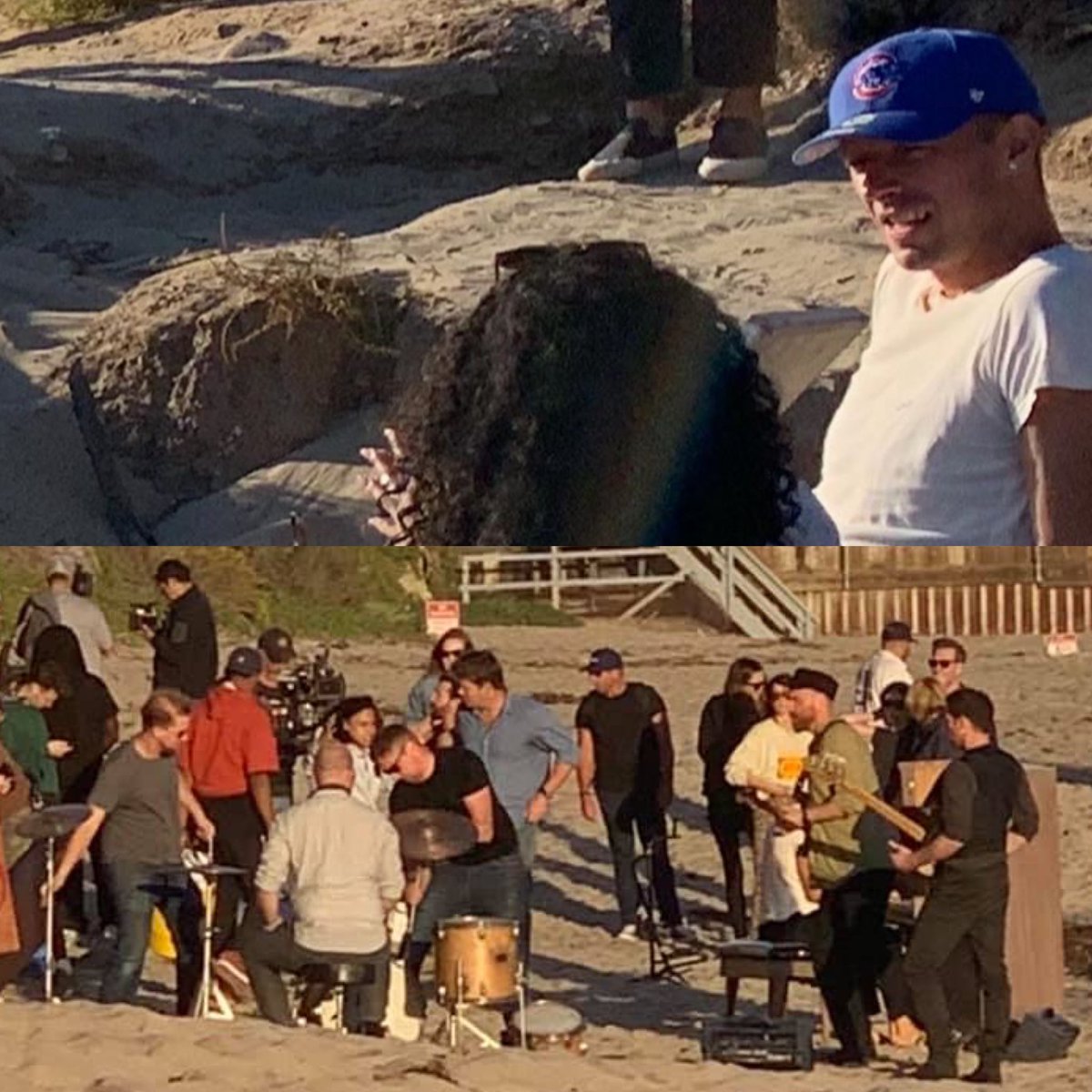 chrismartin_br's tweet photo. SEGURA O SURTO: Coldplay foi fotografado no dia 7 de outubro gravando um vídeo na praia El Matador, em Malibu, na Califórnia. #VEMCOLDPLAY 
[nealinthehay | MundoColdplay2] https://t.co/GMTft14apu