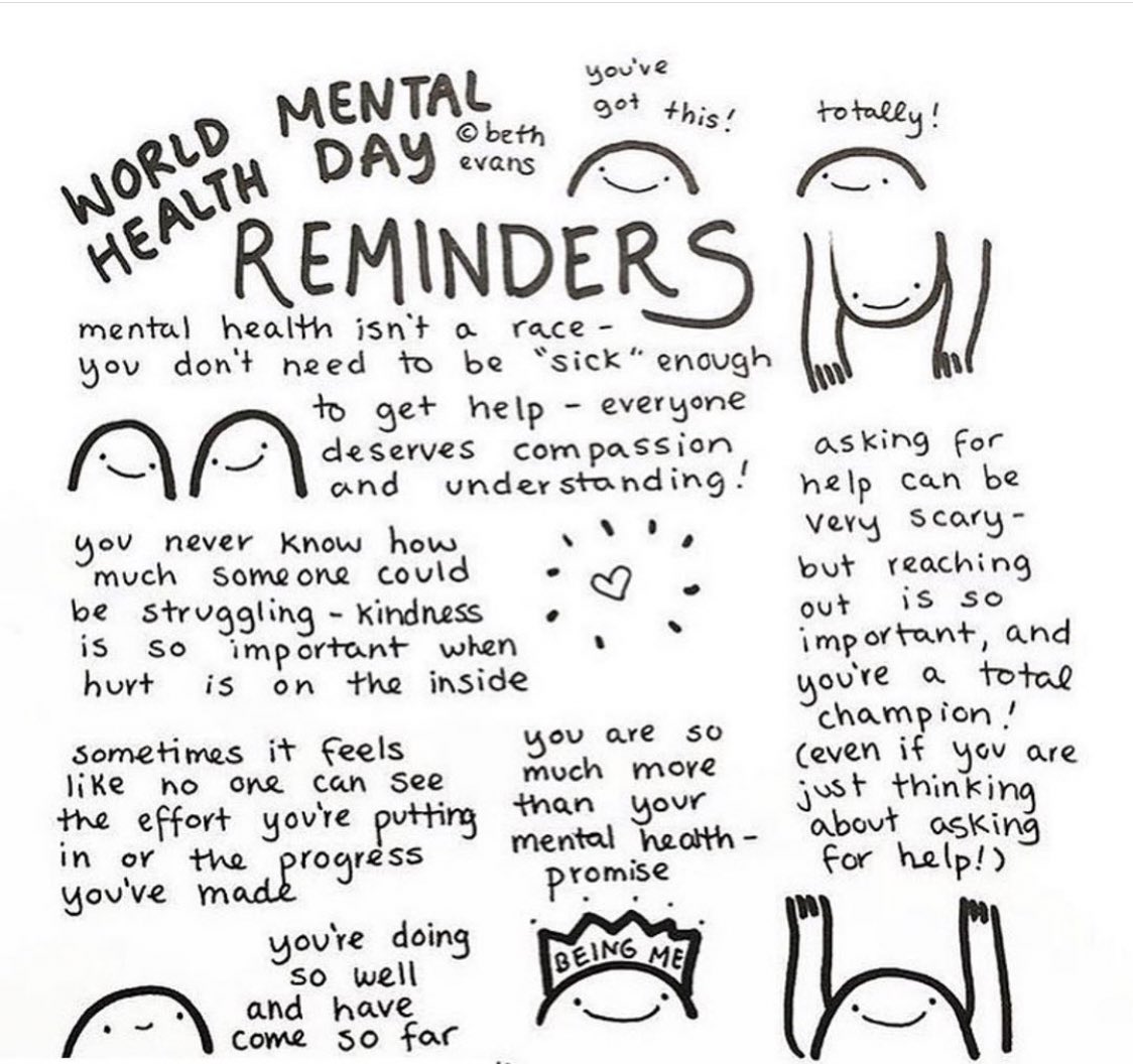Today is World Mental Health Day! Remember it is okay not to be okay. Know that you are not alone, and that many people have faced the same challenges as you..and are willing to help! Things WILL get better! Say it, then believe it! #WorldMentalHealthDay2019 @bethevansart