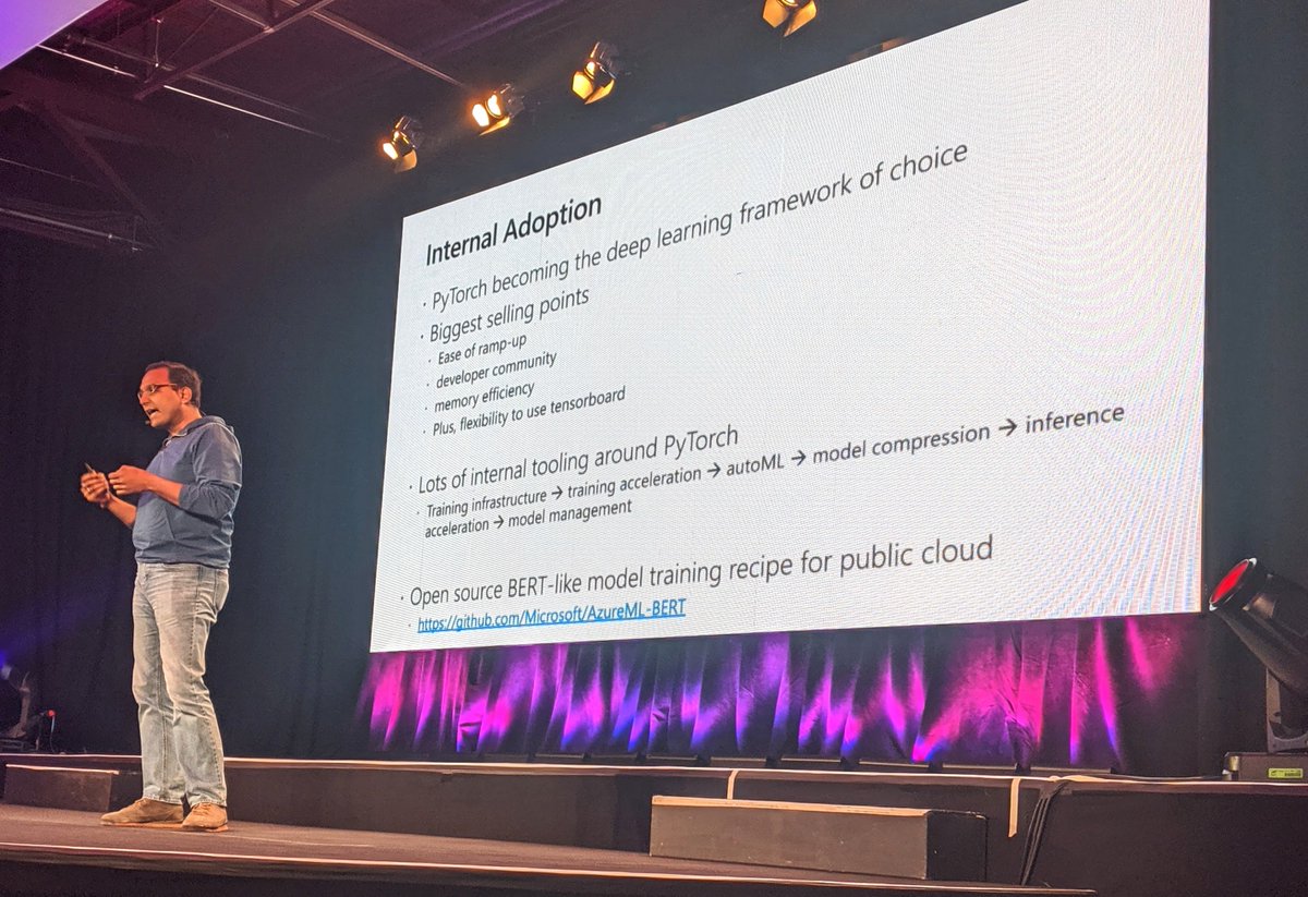 "PyTorch is becoming the deep learning framework of choice at Microsoft" - Big statement from @Microsoft at @PyTorch devcon