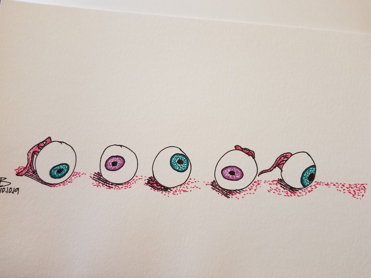 TLBarnes5's tweet photo. #inktober #inktober2019 #pattern #reanimatedwriters #zombie #eyeball #snacks https://t.co/86kvCrQSPJ