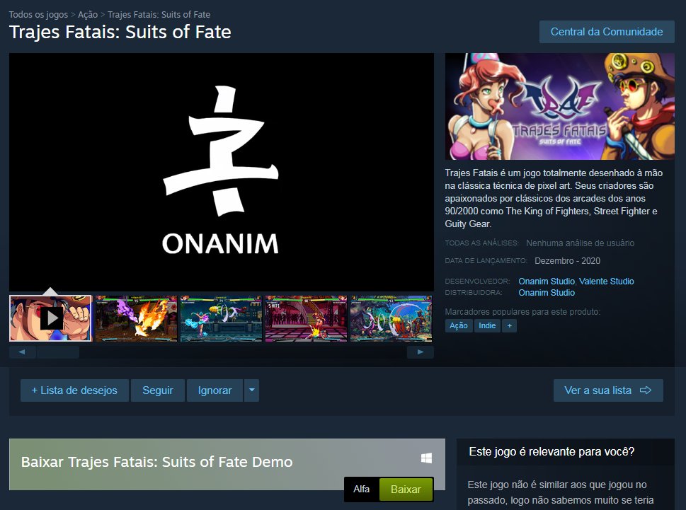 cartunations's tweet photo. Uma nova demo está no ar, CORRE LÁ NA STEAM #trajesfatais #suitsoffate #streetfighter #KOFAS #KOFクロニクル #GuiltyGear #dragonballfighterz #TEKKEN7 #streetfighterV #SFVAE https://t.co/OZ0Xzfles2