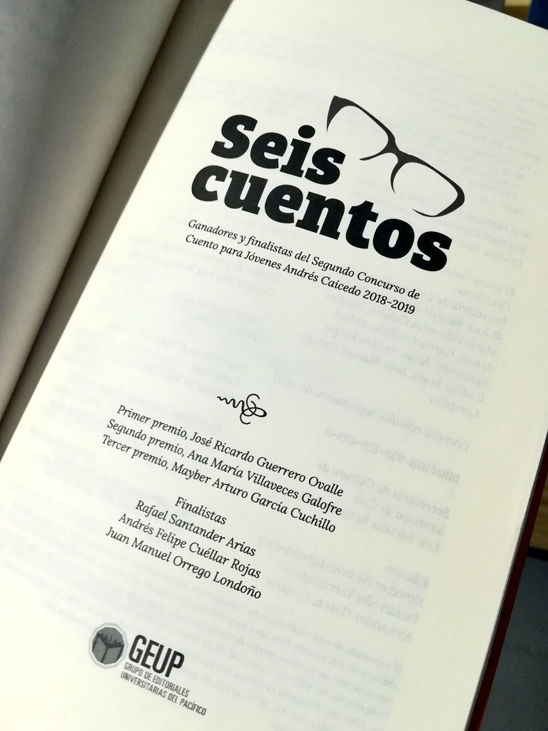 lauao's tweet image. Estos son los seis cuentos ganadores del II concurso de cuento Andrés Caicedo, libro co editado por el #ProgramaEditorial de la #UAO la #FILCali y el GEUP, Grupo de Editoriales Universitarias del Pacífico. @CaliFeriaLibro