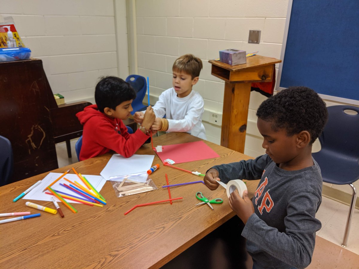 MsOdenMusic's tweet photo. Day 2 of STEAM Club with our 1st and 2nd grade Scorpions! Ms. Leshen and I loved watching them create their towers. @ScottScorpions #oneccps https://t.co/91T0Nr1j9Z