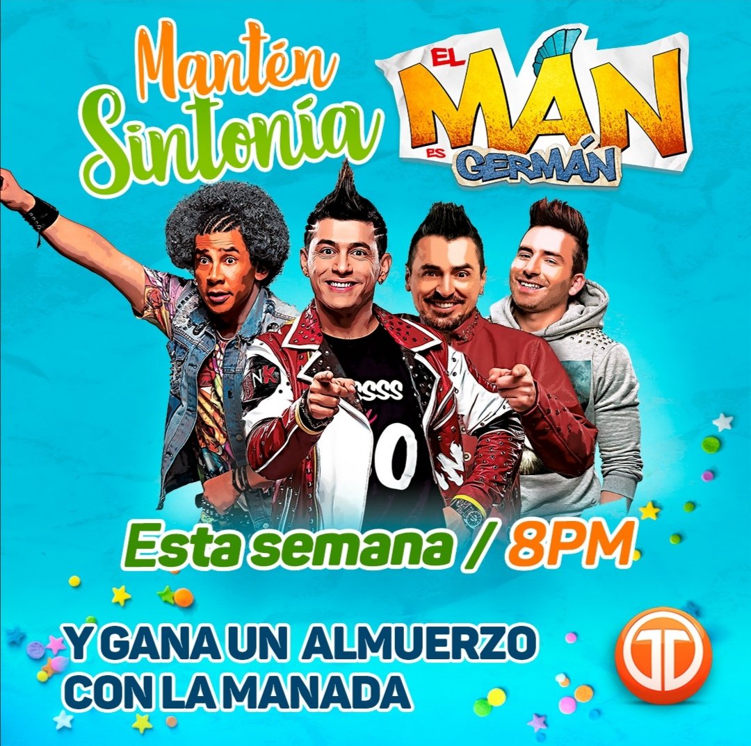 Telemetro's tweet photo. 🥳🎉¡PENDIENTES!🥳🎉 Mantén sintonía de #ElManEsGermán desde las 8pm!! Espera la señal y gana un almuerzo con #LaManada este domingo 13 de octubre! #Oeee!! https://t.co/F9D91oEszq