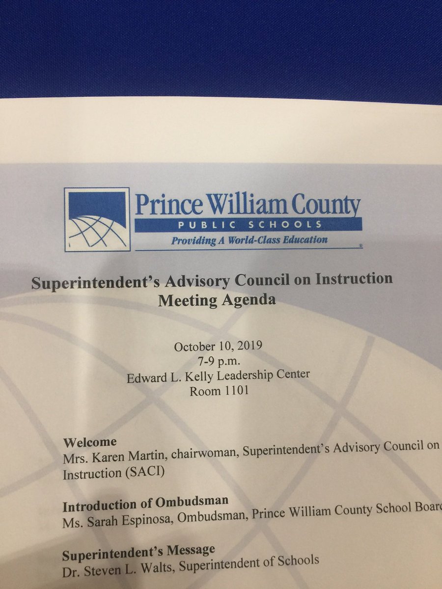 SuperPWCS's tweet photo. Great opening meeting of the Superintendent’s Advisory Council on Instruction! I shared “10 Reasons to be Excited About @PWCSNews and Focus for the Year Ahead.” Outstanding group of parents! https://t.co/hRZVrBG7Cz