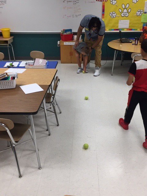 sandy_grove's tweet photo. Students in Mrs. Ambrose’s class learn about transferring energy by using tennis balls 🎾 https://t.co/YNbSUykhYx